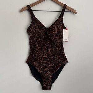 Popilush One-Piece Swimsuit Leopard Black NWT S